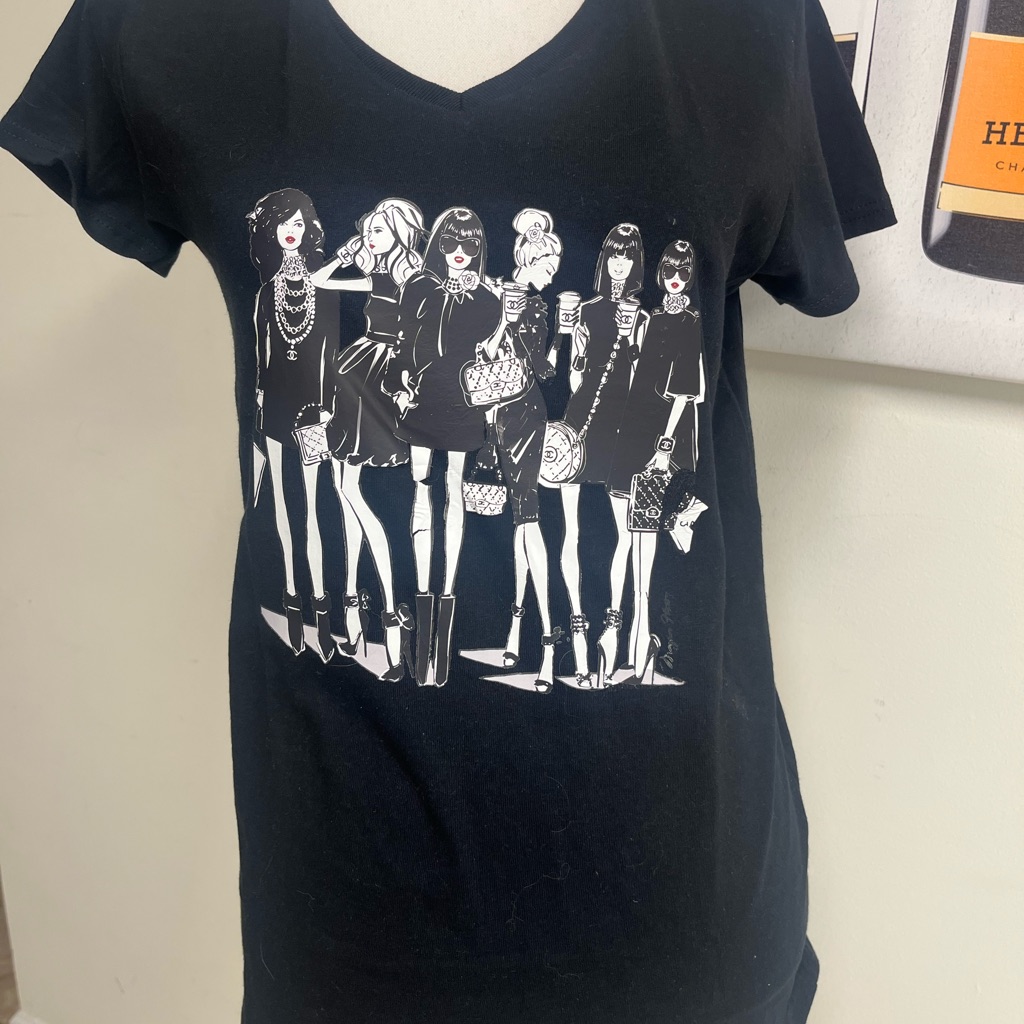 Graphic Black Tee With Ladies